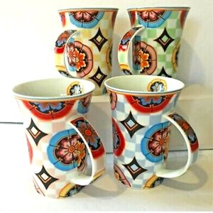 Maxwell Williams Kaleidoscope 4 ceramic mugs. 8 oz. NIB